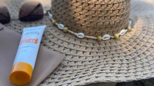 Sunscreen bottle for Morocco's strong sun
