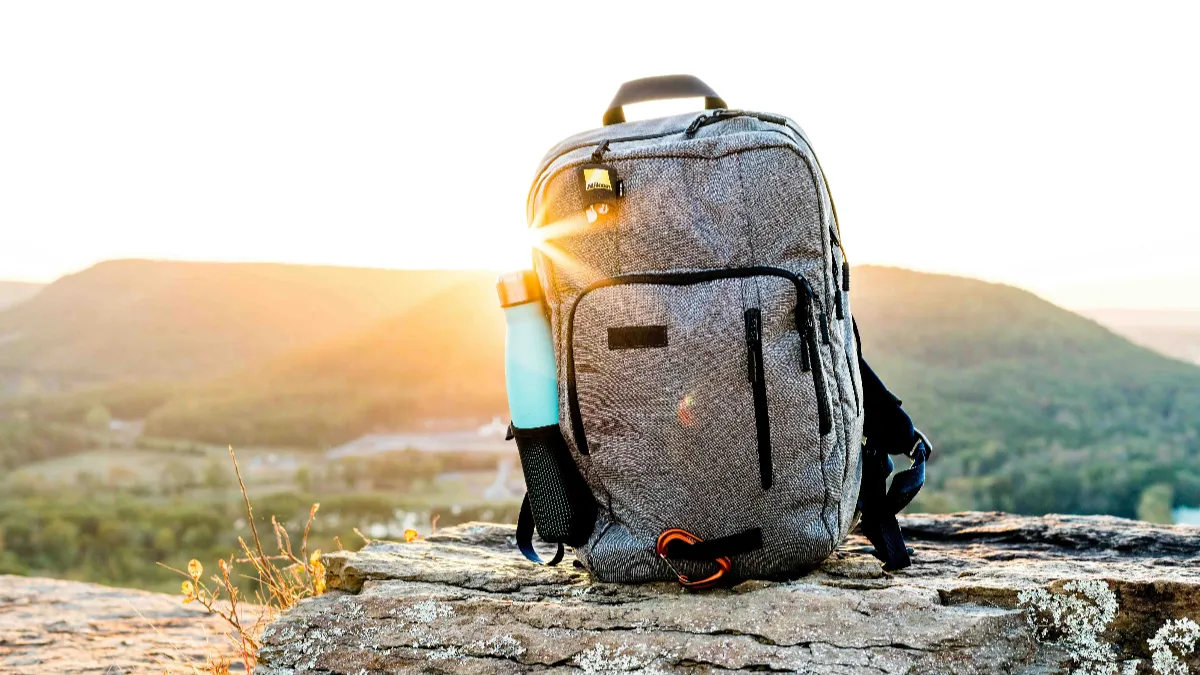 Travel backpack packed for a trip to Morocco